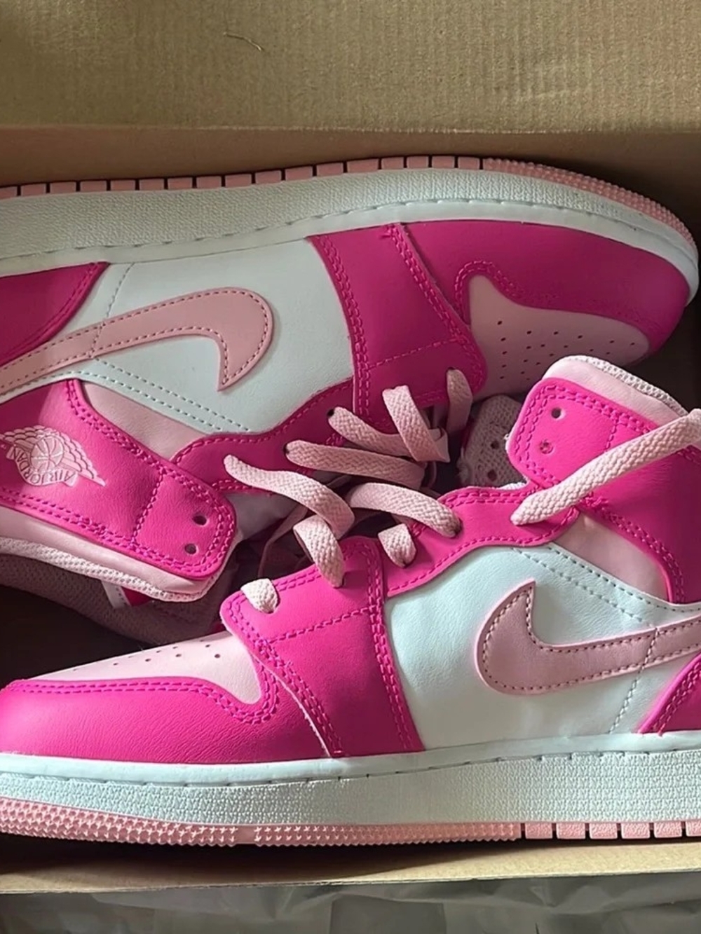 Kids High-Top Sneakers in Bright Pink and Light Pink